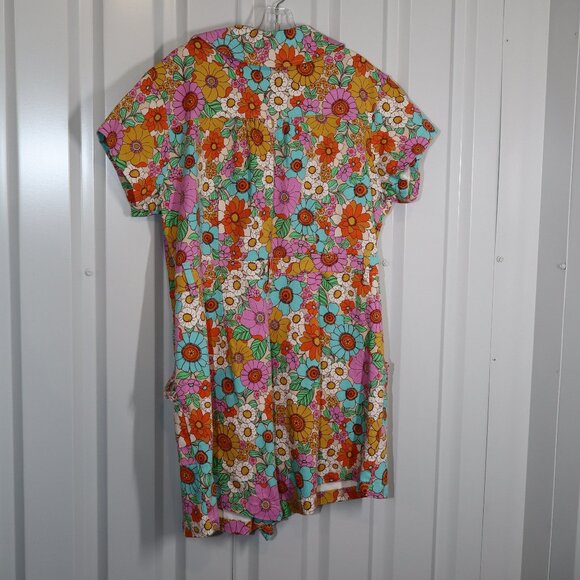 Show Me Your Mumu Outlaw Romper Flower Market Denim Size 2X Colorful No Belt - Picture 2 of 10